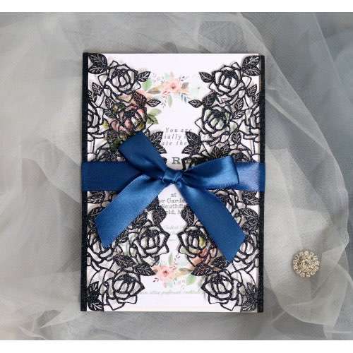 Laser Rose Invitation Card Glitter Paper Thank You Card Business Invitation